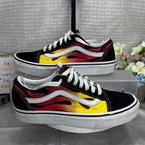 (S0)Vans Old Skool Flame Skater Low Top Canvas Shoes,Unisex,Sz 7.5 Women's/6 Men
